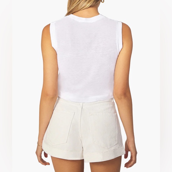 NWT WeWoreWhat Cotton Jersey Cropped Muscle Tee in Light Grey - Picture 3 of 5